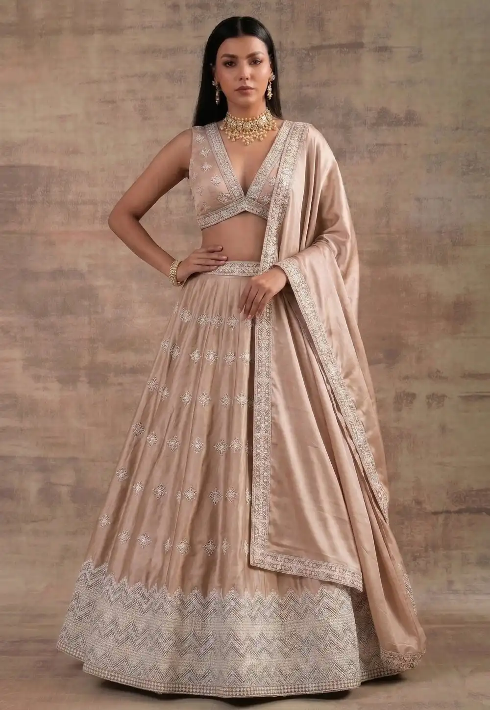 Peach Satin Silk Circular Lehenga Choli 327819