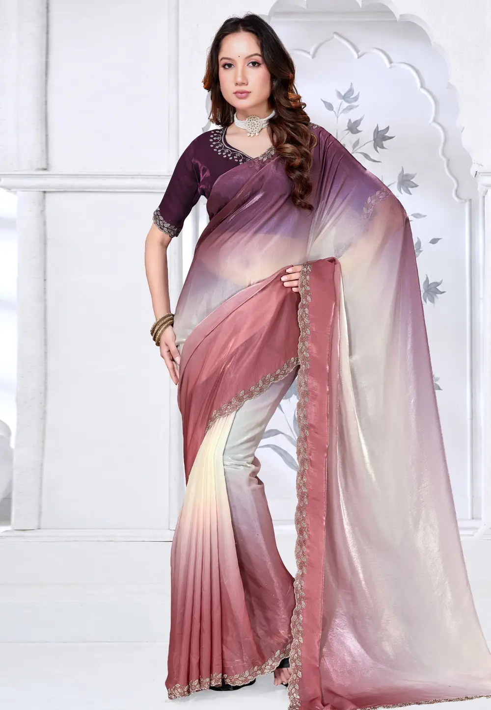 Peach Satin Silk Saree With Blouse 334369