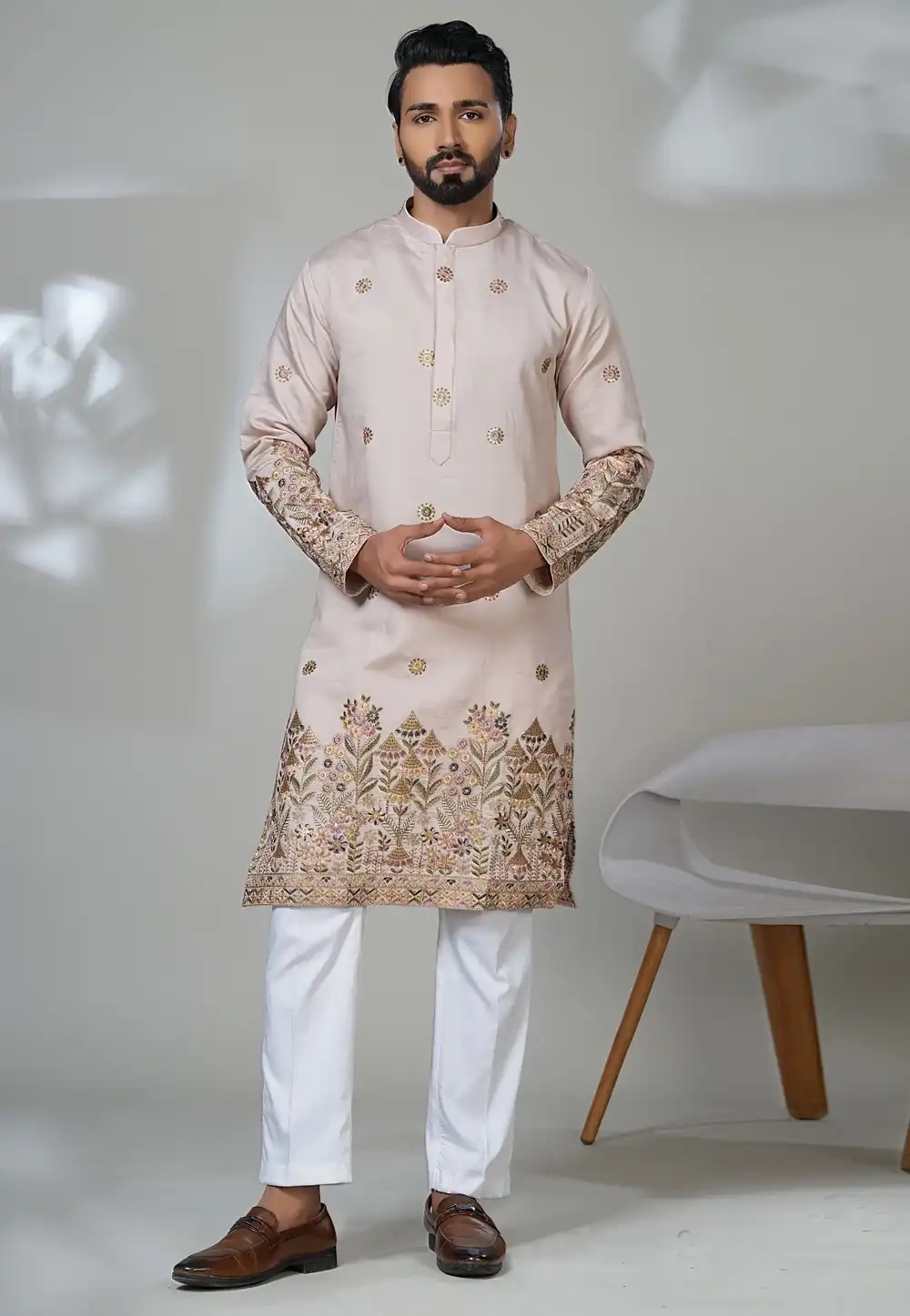 Peach Shimmer Kurta Pajama 315541