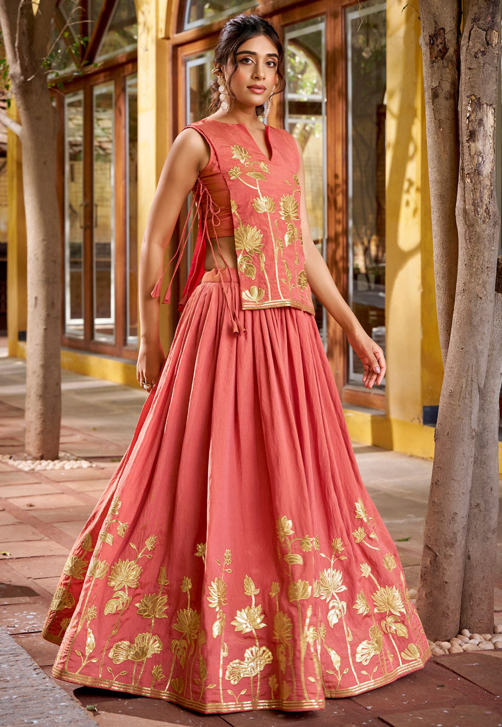 Peach Shimmer Lehenga Choli 324222