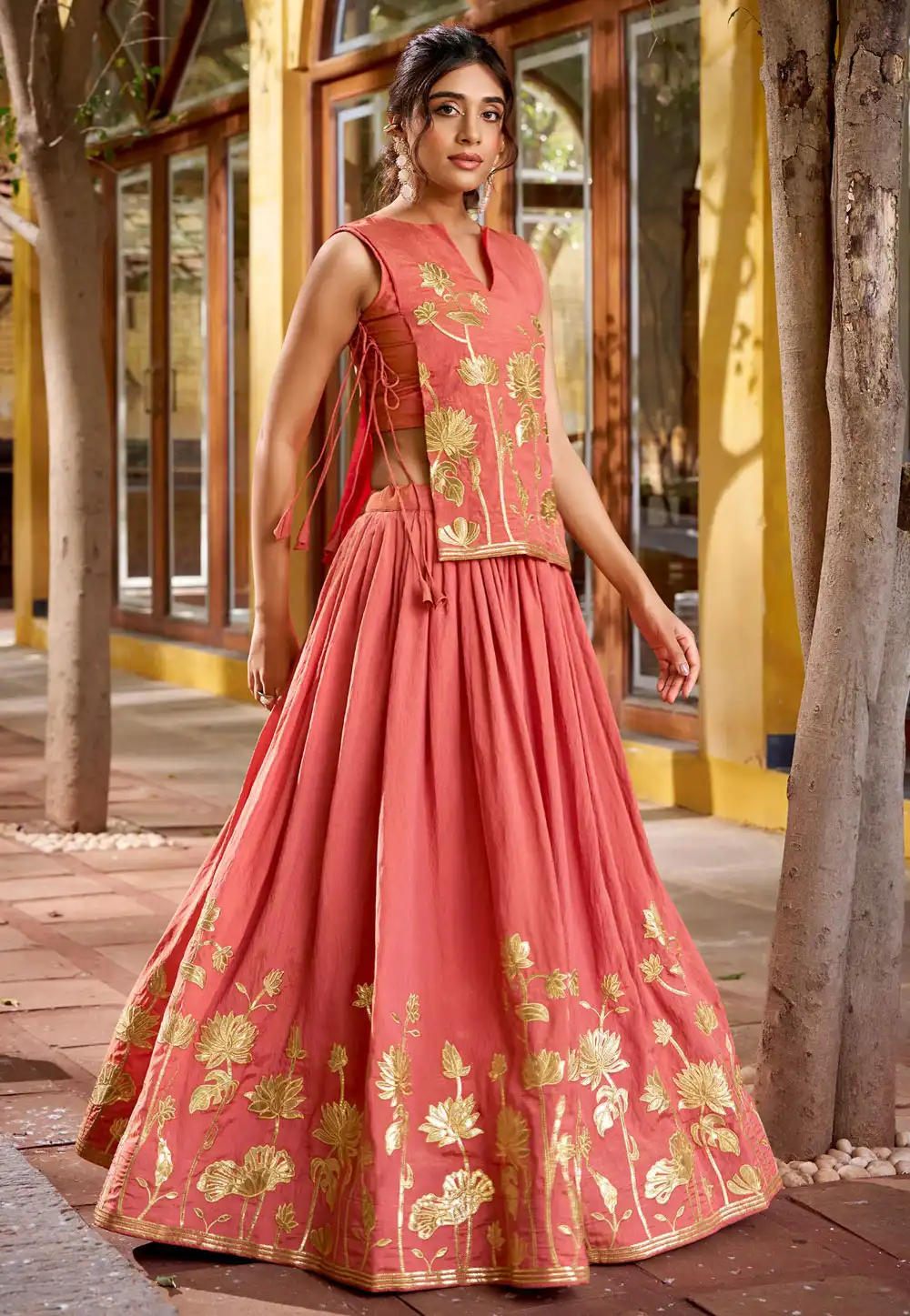 Peach Shimmer Lehenga Choli 324222