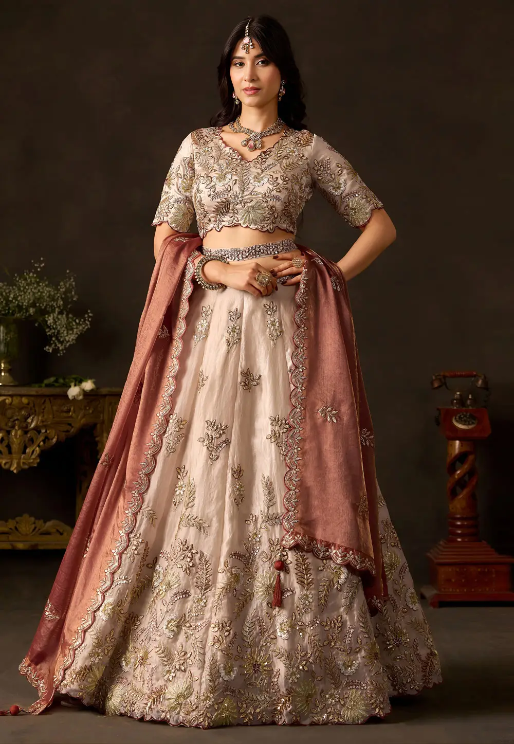 Peach Silk Lehenga Choli For Wedding 336461