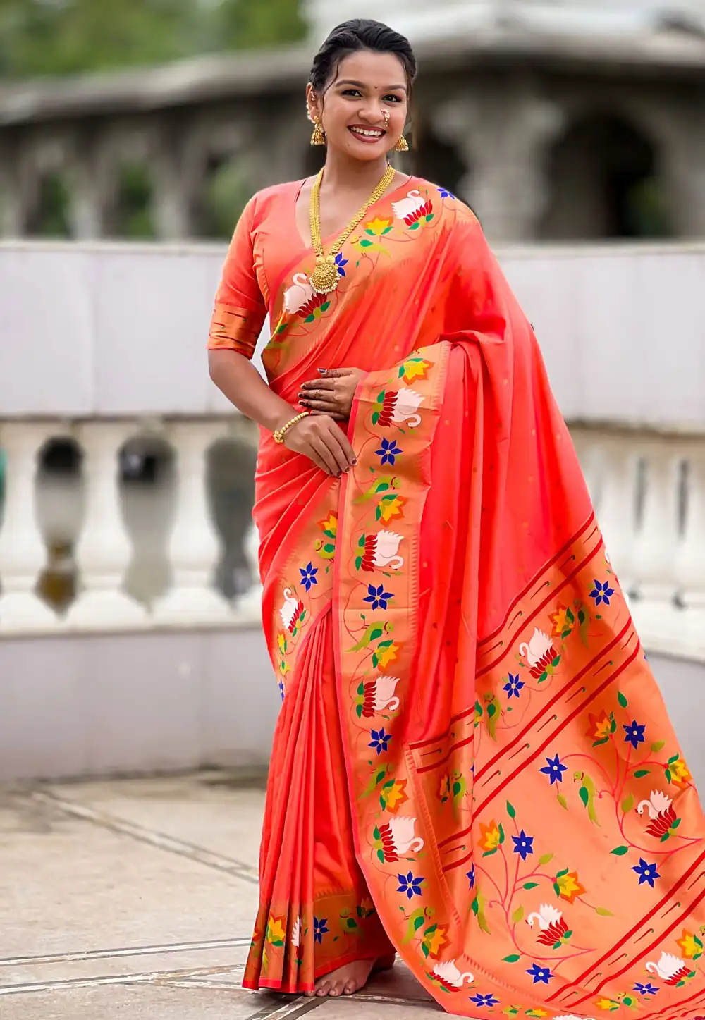 Peach Silk Paithani Saree 317707