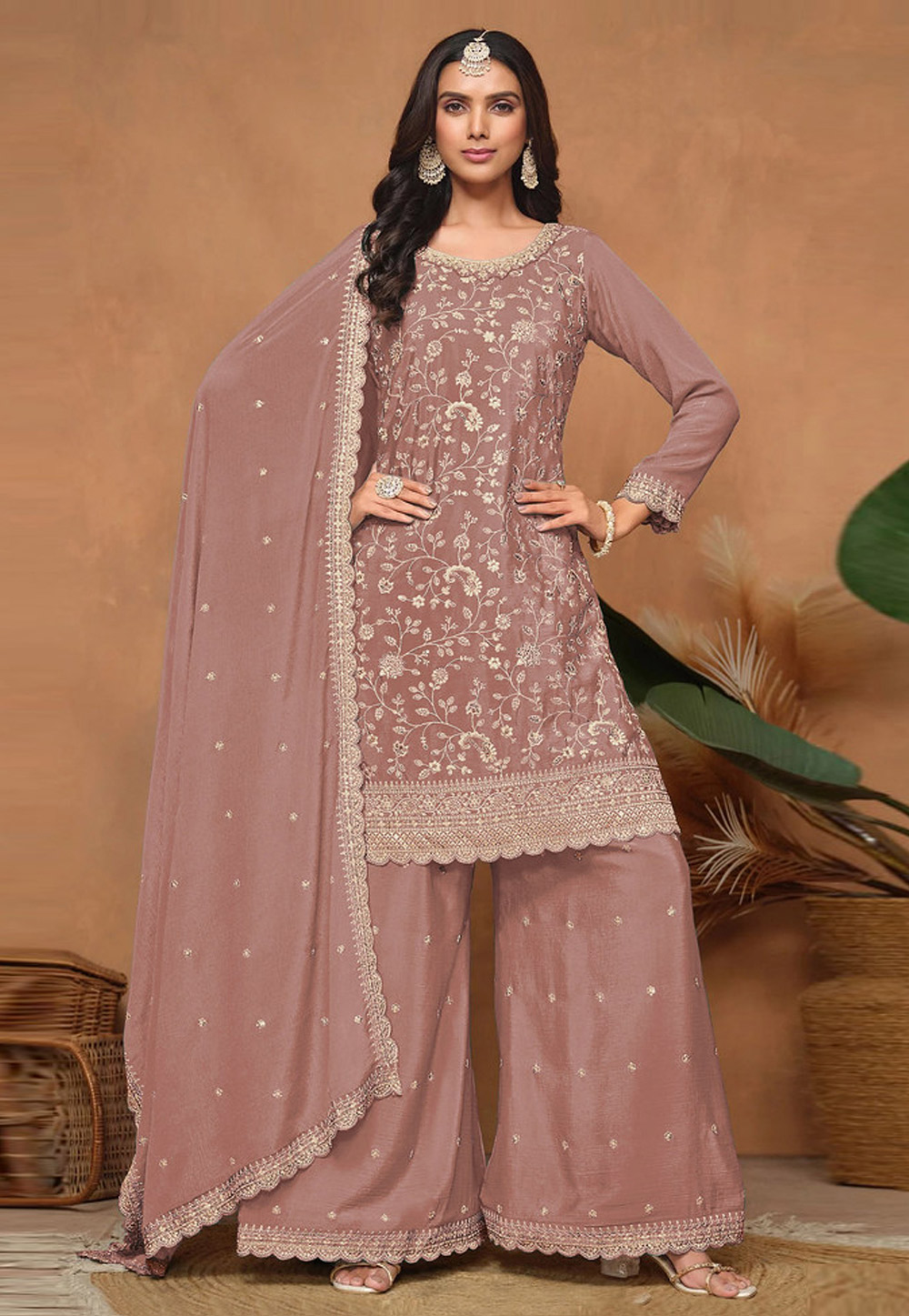 Peach Silk Pakistani Suit 328544