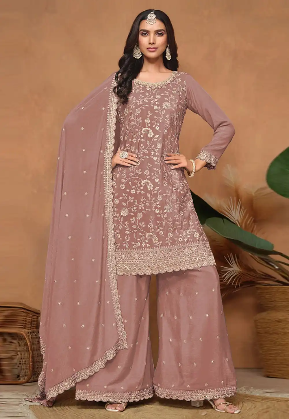 Peach Silk Pakistani Suit 328544
