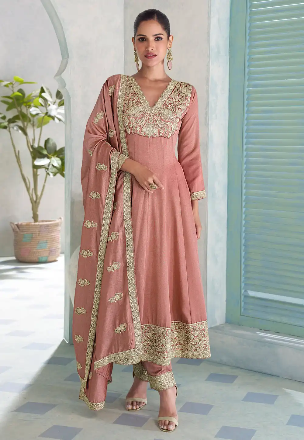 Peach Silk Pant Style Suit 320410