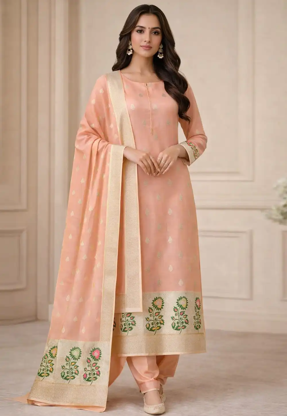 Peach Silk Pant Style Suit 330633