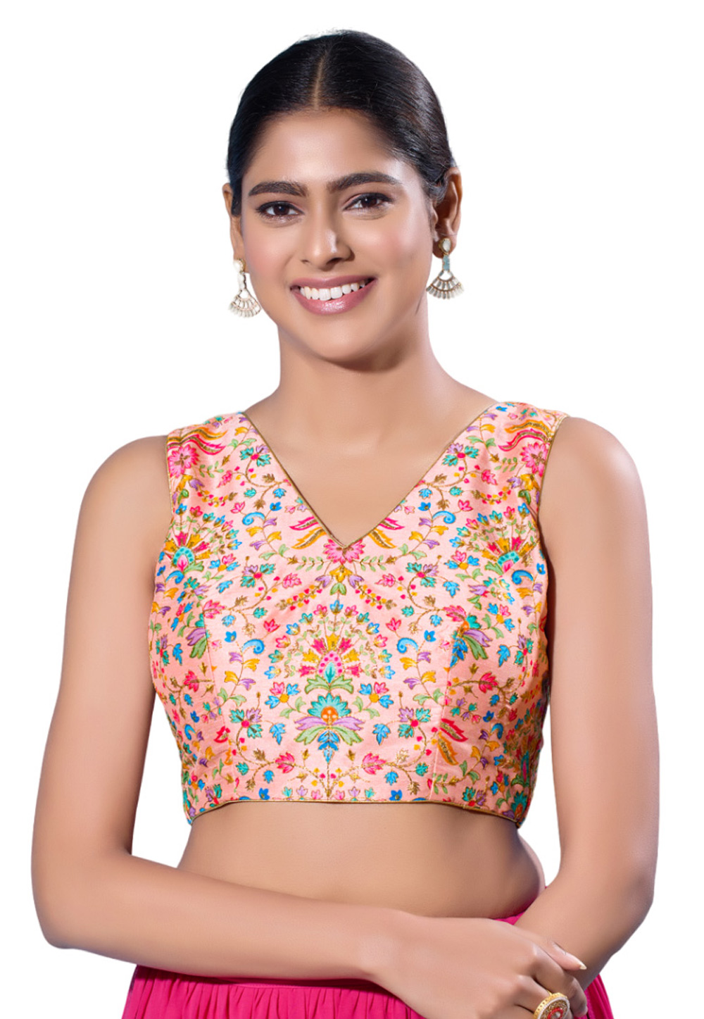 Peach Silk Readymade Blouse 285934