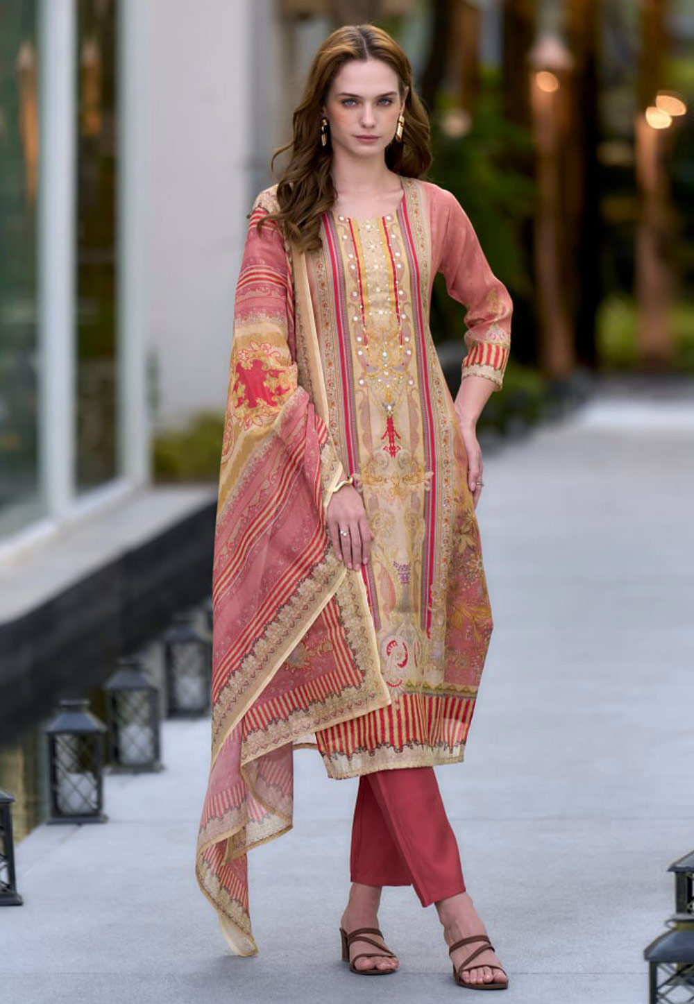 Peach Silk Readymade Pakistani Suit 312039