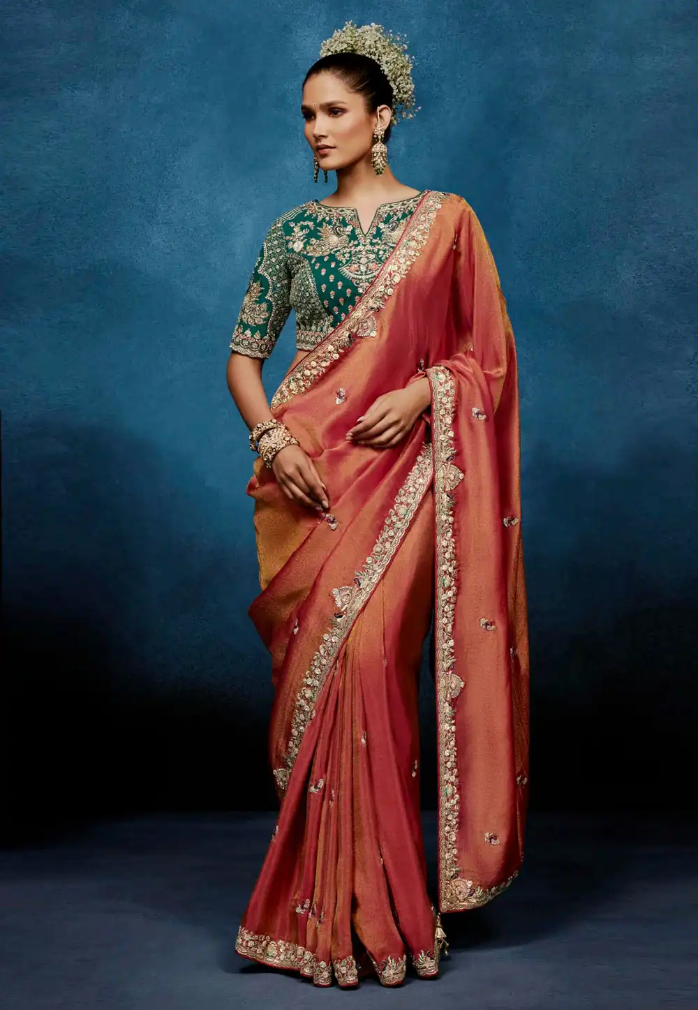 Peach Silk Saree With Blouse 327247