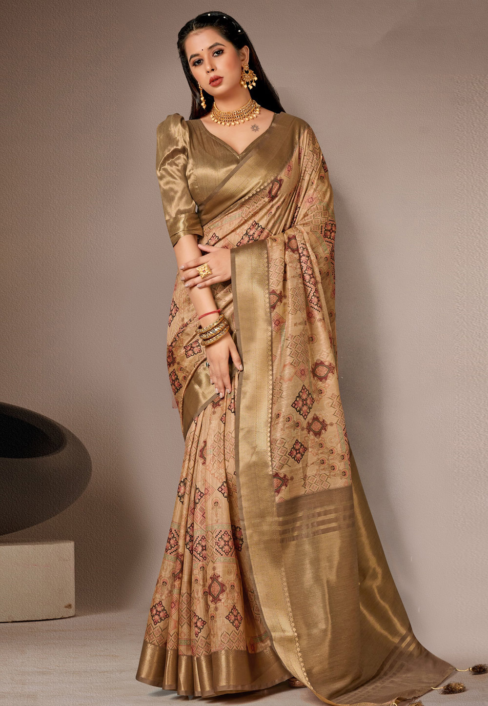 Peach Silk Saree With Blouse 278765