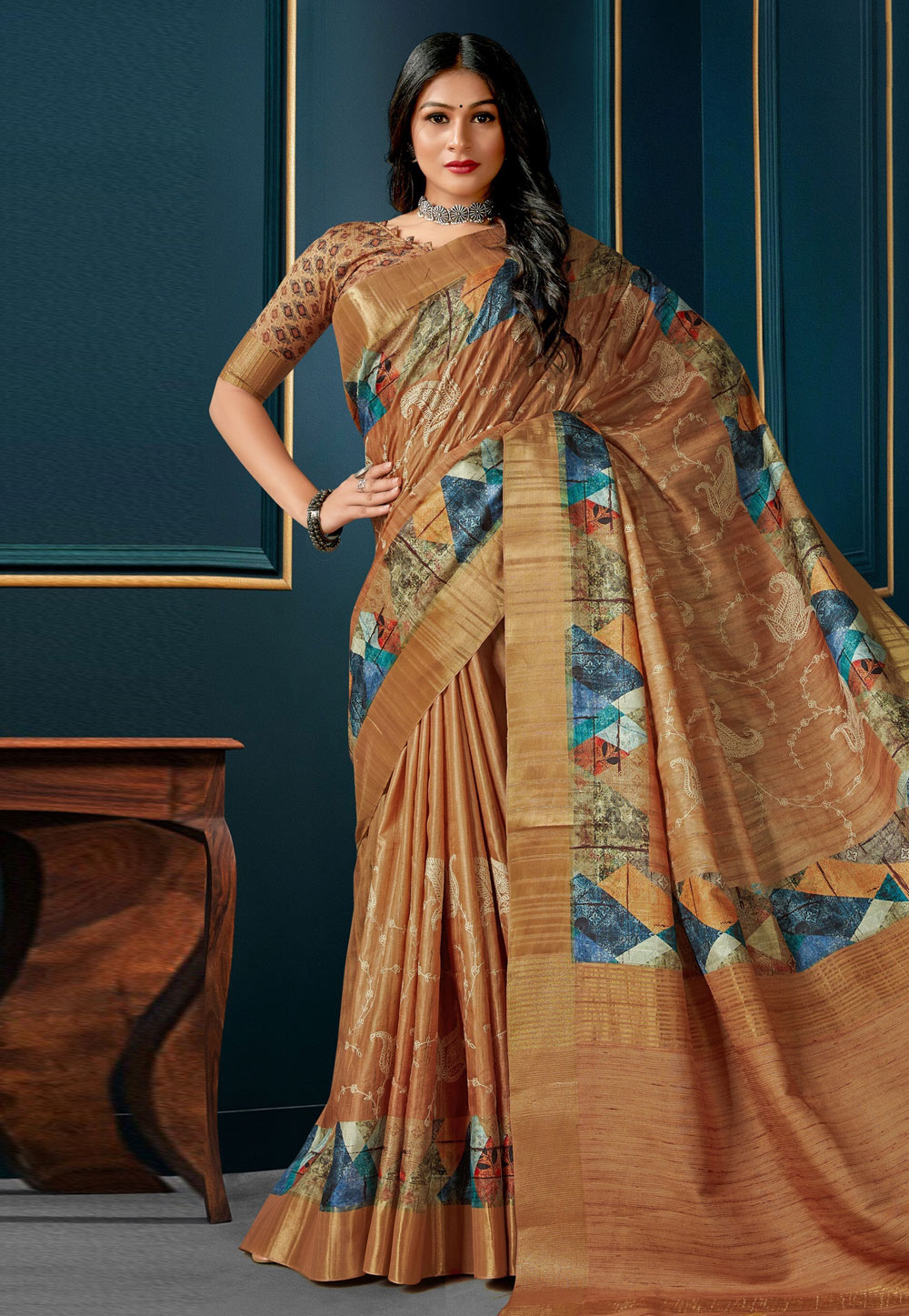 Peach Silk Saree With Blouse 279489