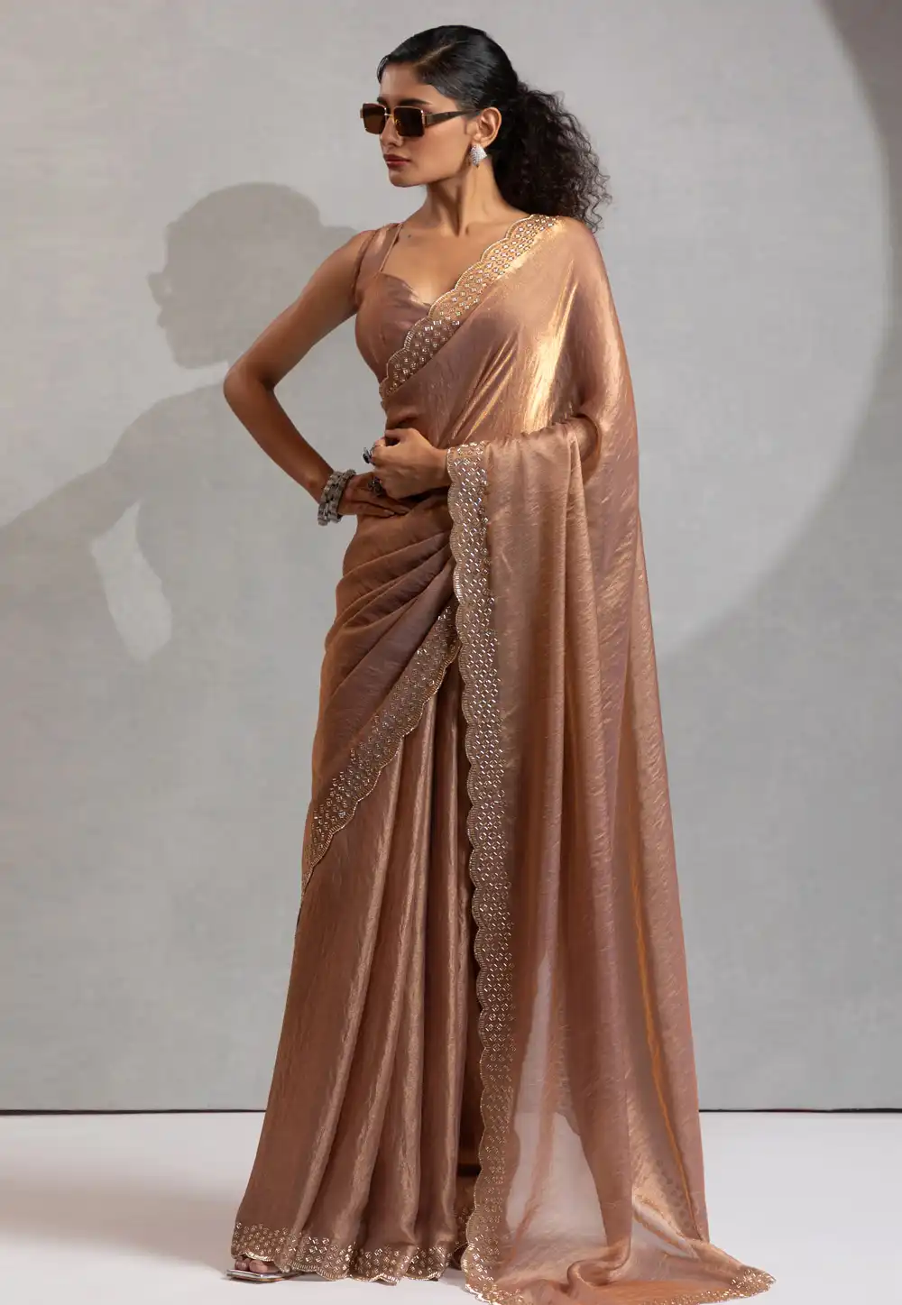 Peach Silk Saree With Blouse 313574
