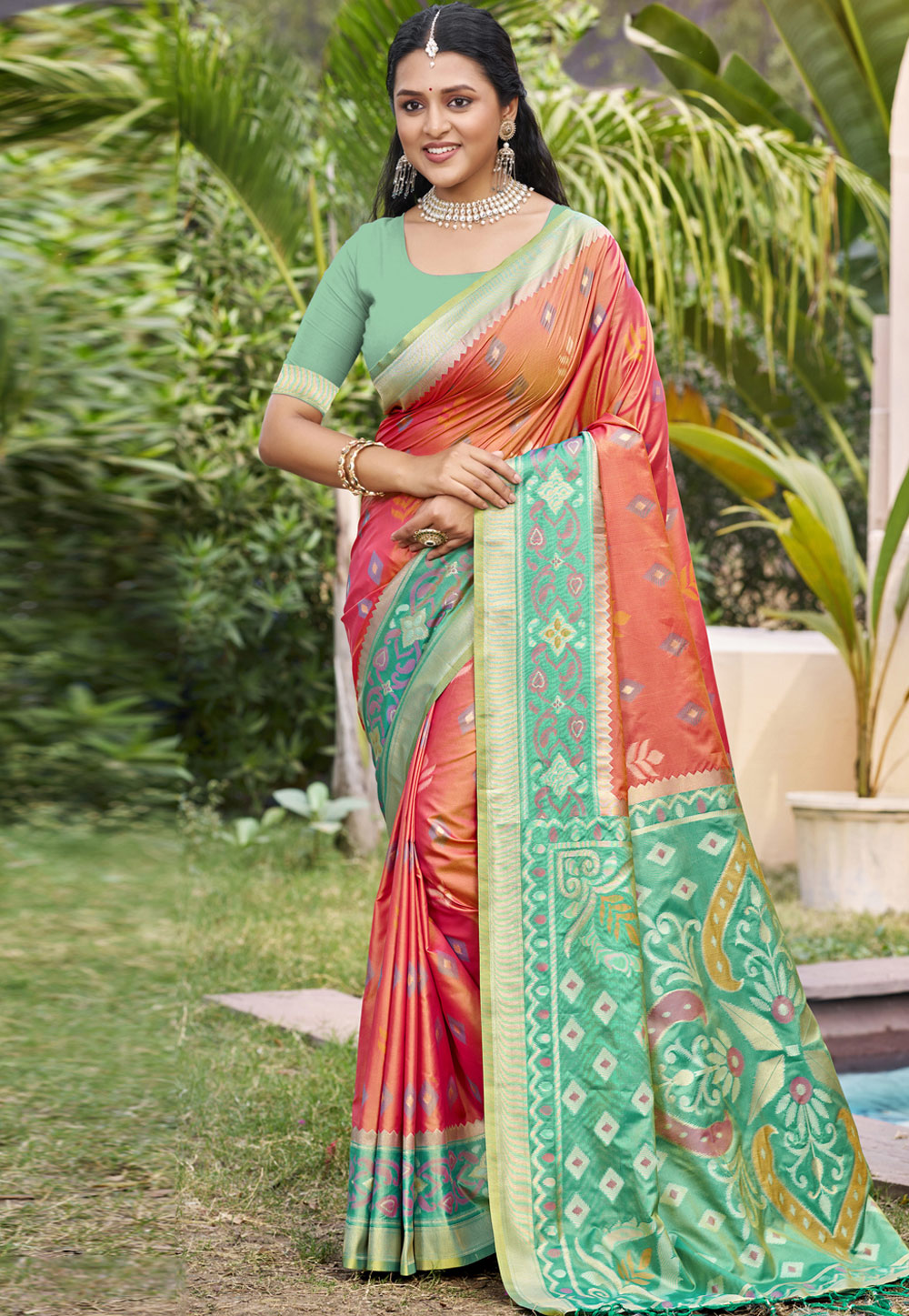 Peach Silk Saree With Blouse 324334