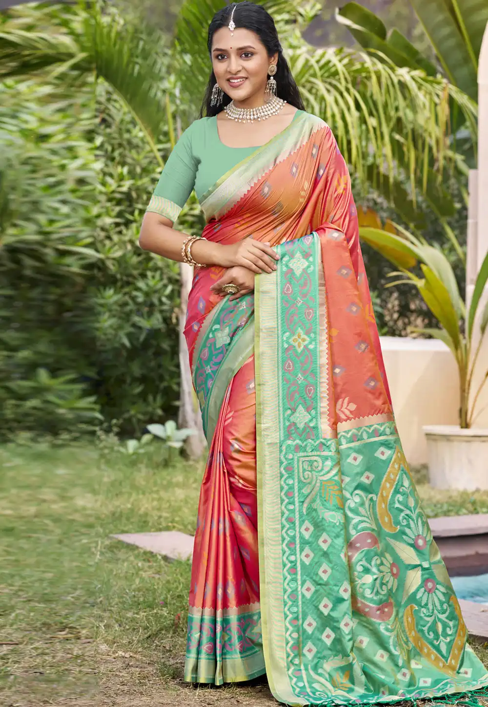 Peach Silk Saree With Blouse 324334