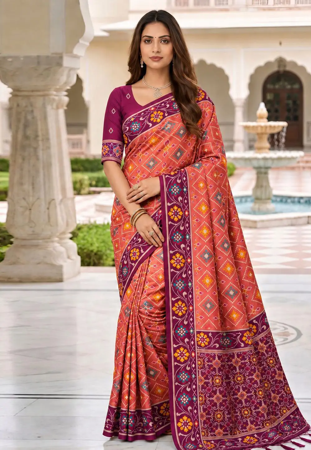 Peach Silk Saree With Blouse 334009