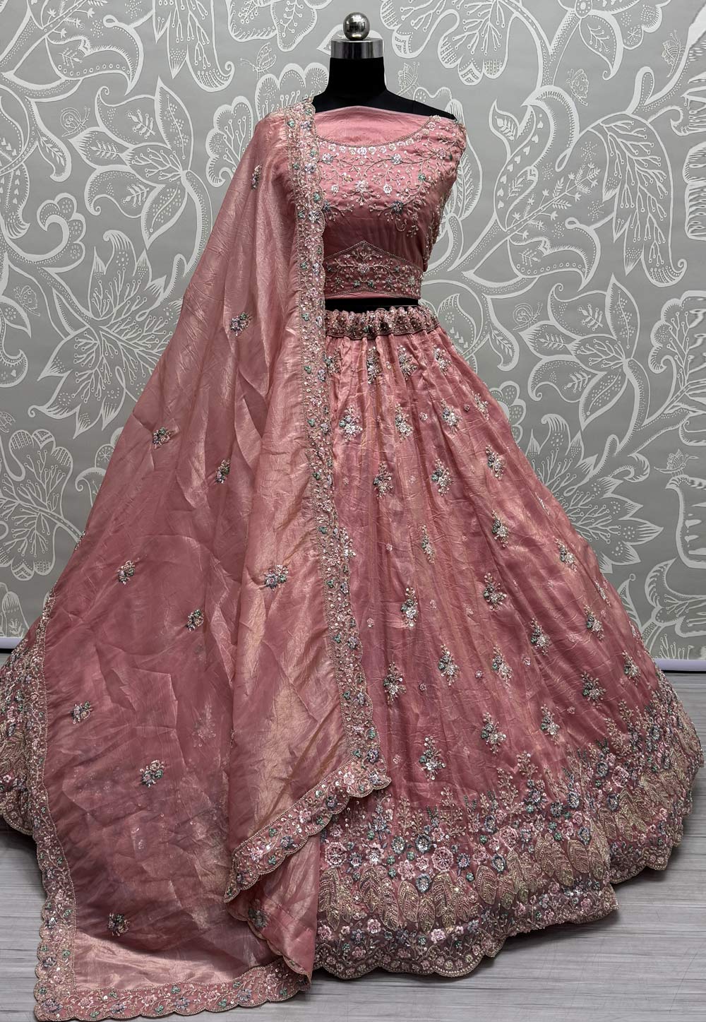 Peach Silk Wedding Lehenga Choli 305282