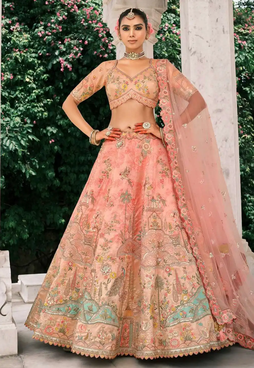 Peach Silk Wedding Lehenga Choli 317441