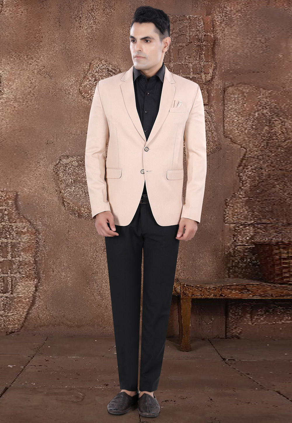 Peach Viscose Blazer With Pant 306384