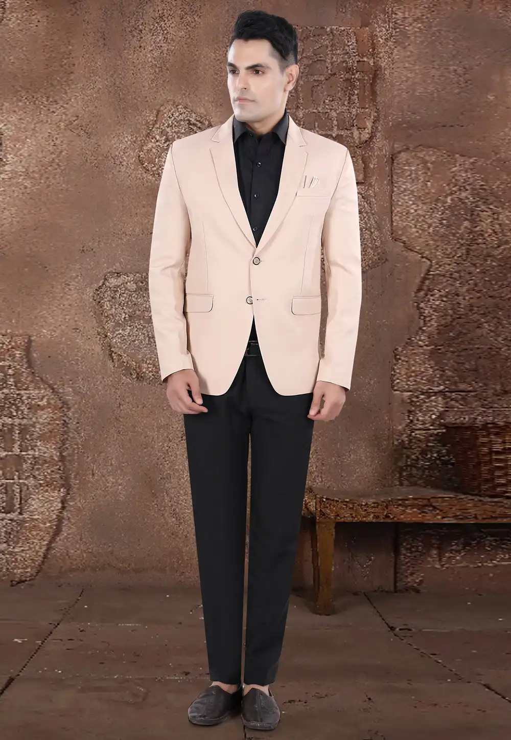 Peach Viscose Blazer With Pant 306384