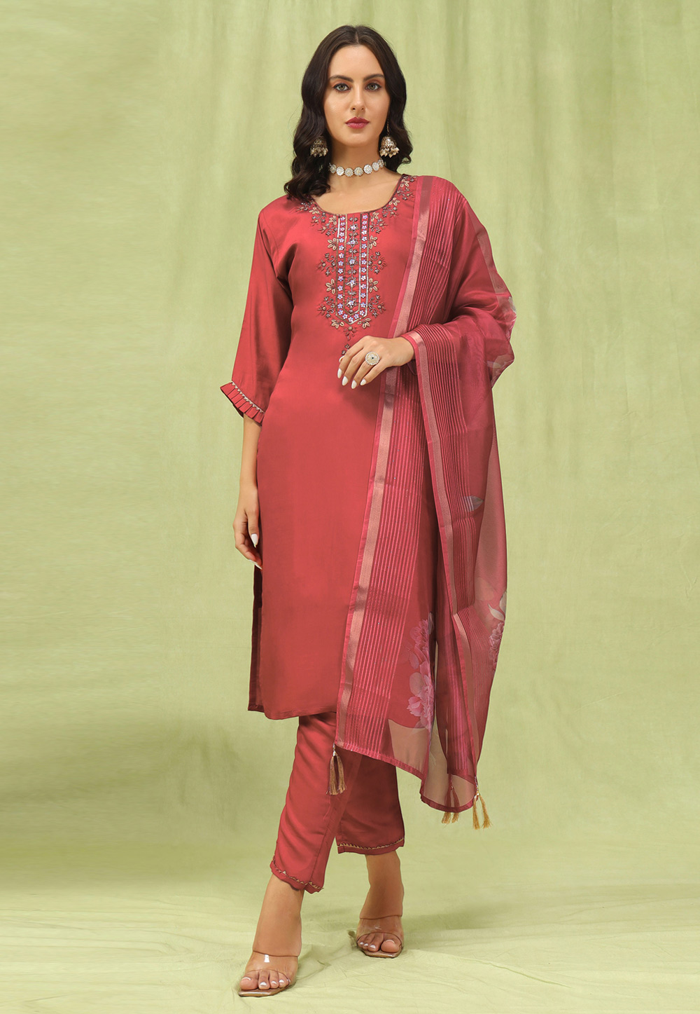 Peach Viscose Readymade Pakistani Suit 329949