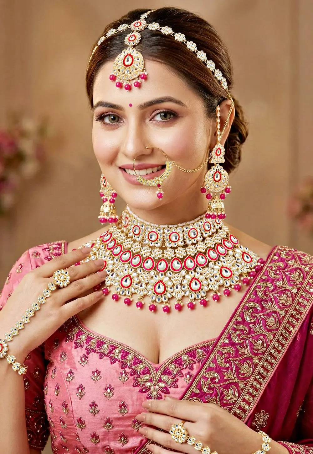 Pink Alloy Bridal Set 335702