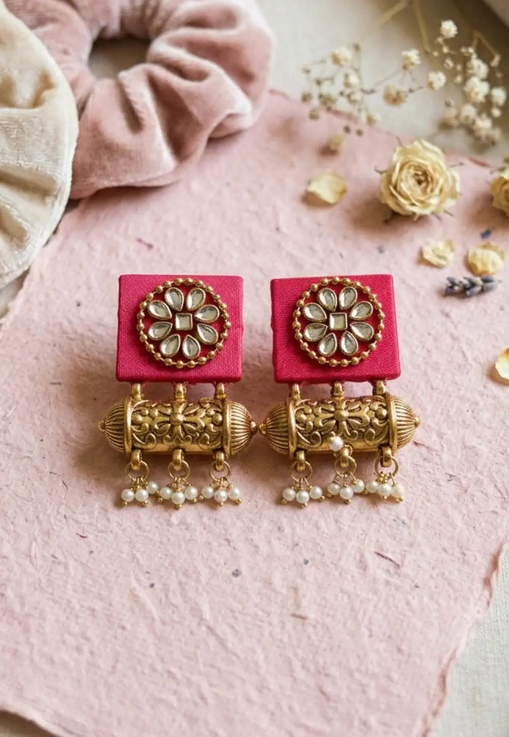Pink Alloy Earrings 332187