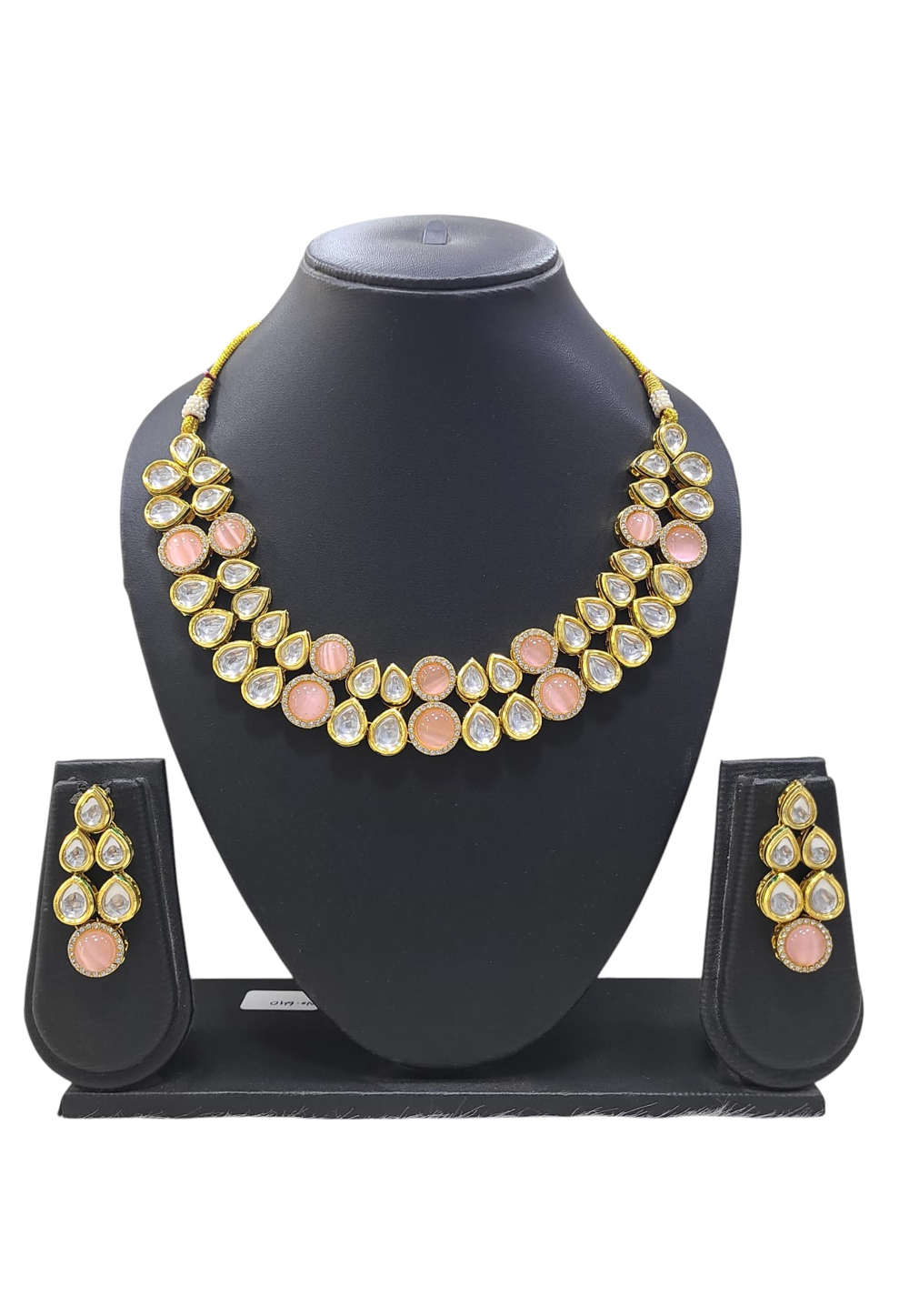 Pink Alloy Necklace With Earrings 313521