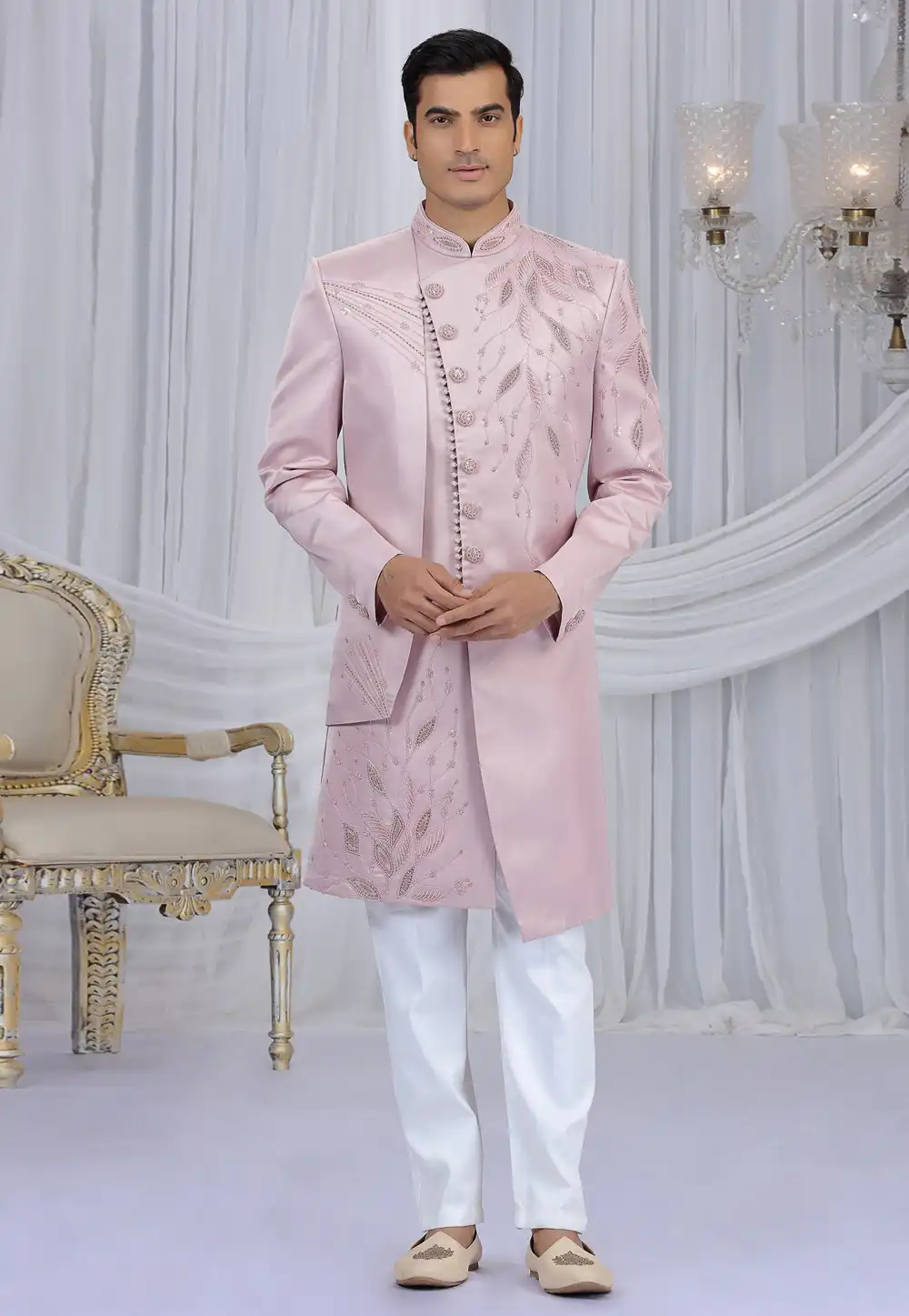 Pink Art Silk Indo Western Sherwani 319052