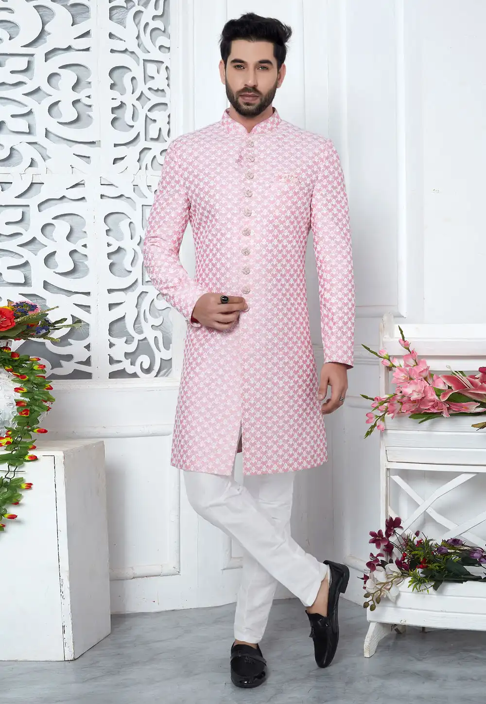 Pink Art Silk Indo Western Suit 280170