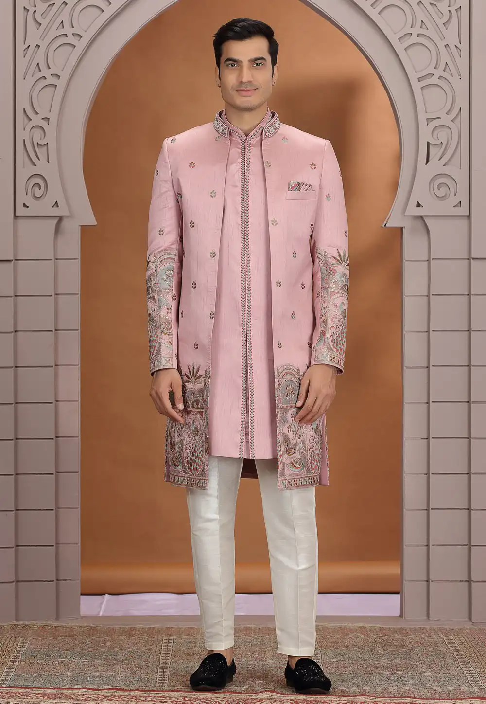 Pink Art Silk Indo Western Suit 319029