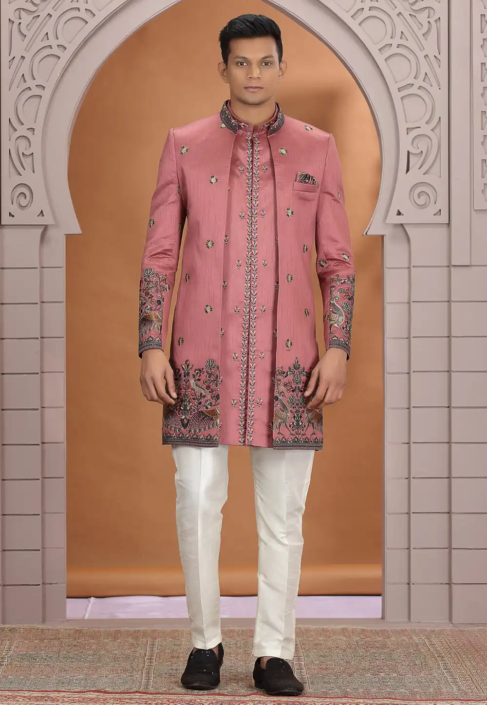 Pink Art Silk Indo Western Suit 319031