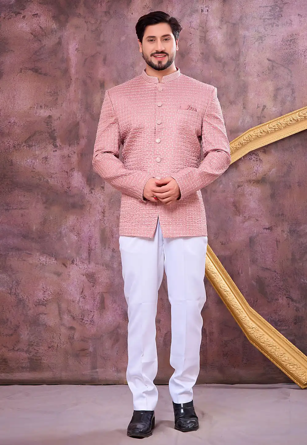 Pink Art Silk Jodhpuri Suit 327076