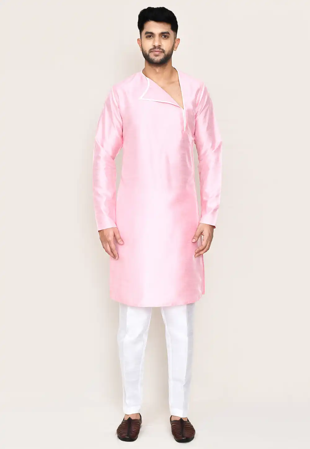 Pink Art Silk Kurta Pajama 306076