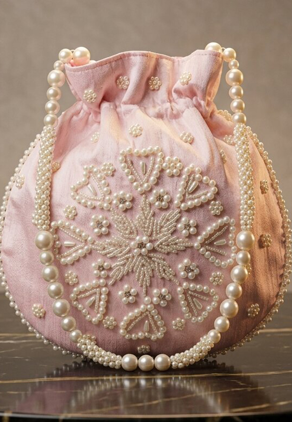 Pink Art Silk Potli Bags 329280