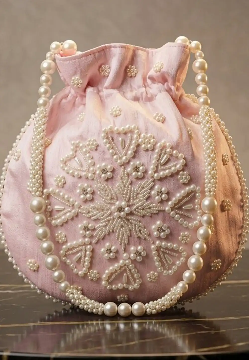 Pink Art Silk Potli Bags 329280