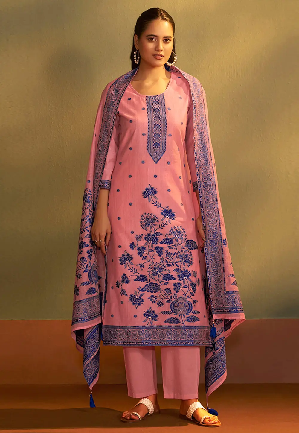Pink Art Silk Readymade Pakistani Suit 334183