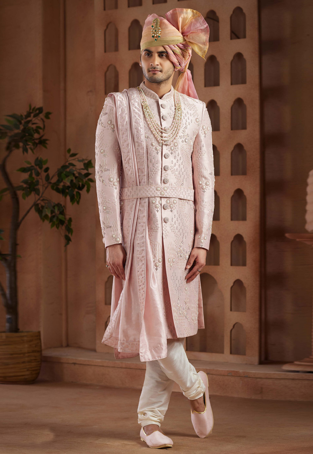 Pink Art Silk Sherwani 285792
