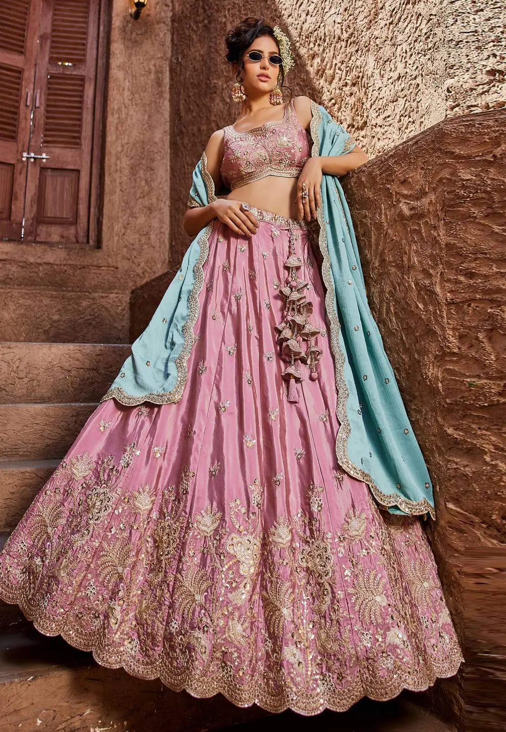 Pink Art Silk Wedding Lehenga Choli 332284