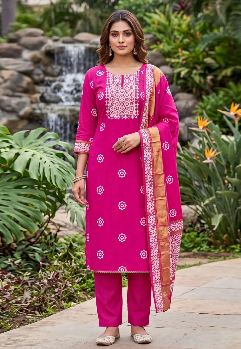 Pink Banarasi Cotton Straight Suit 335535