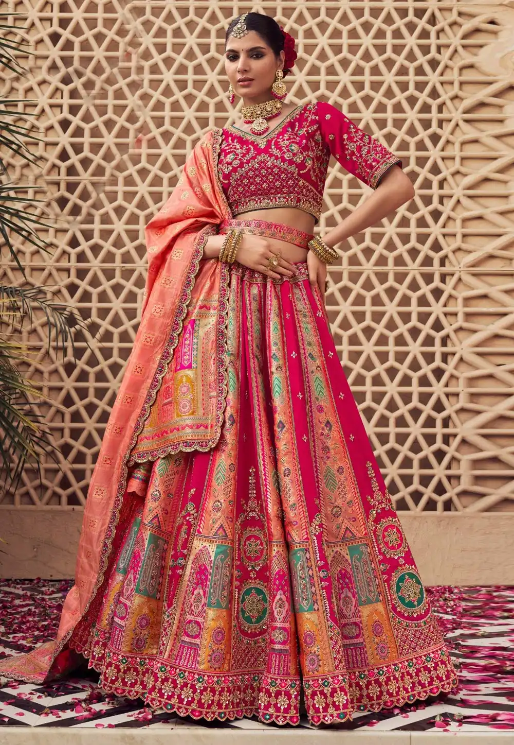 Pink Banarasi Silk Lehenga Choli 317981