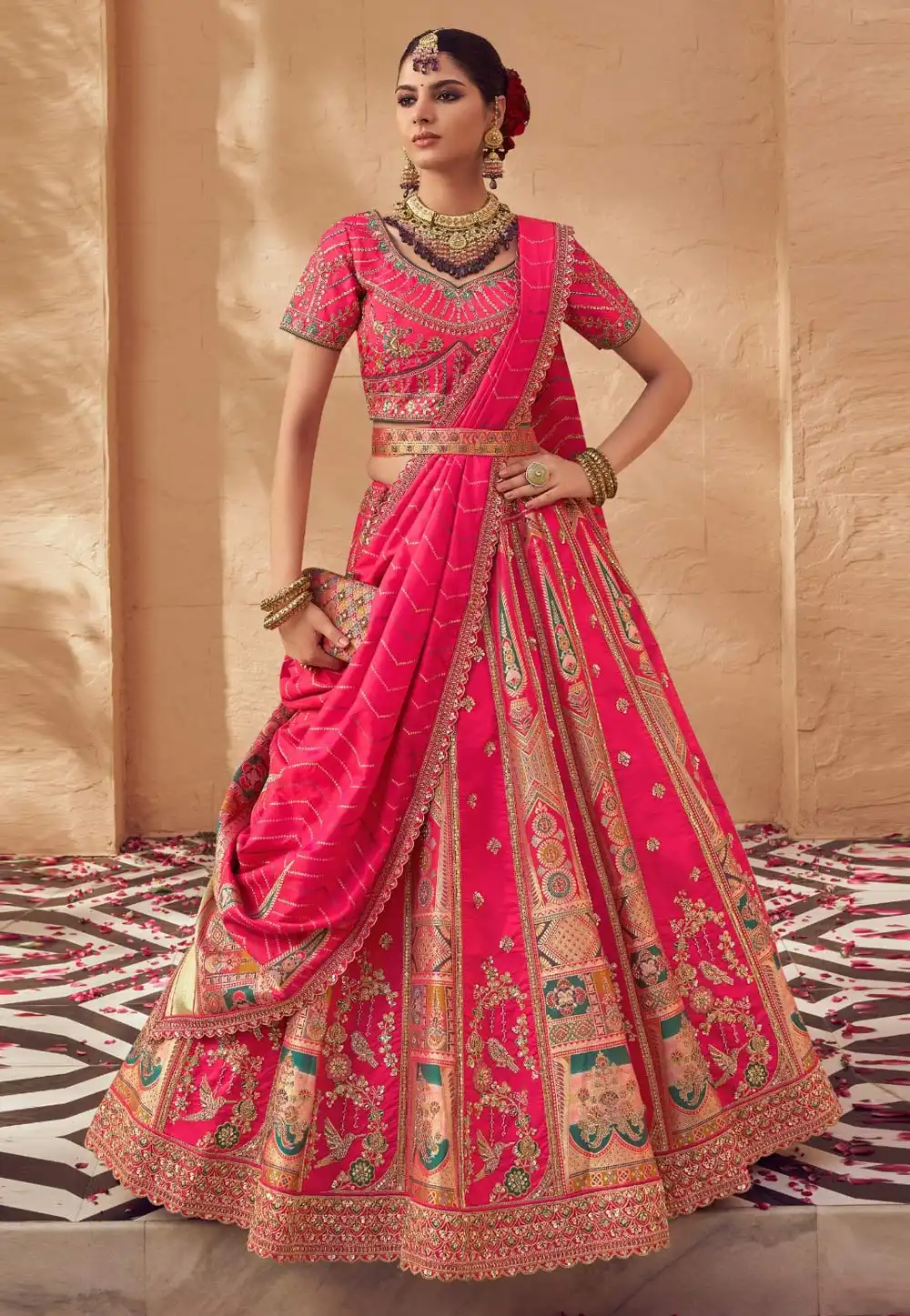 Pink Banarasi Silk Lehenga Choli For Wedding 317979