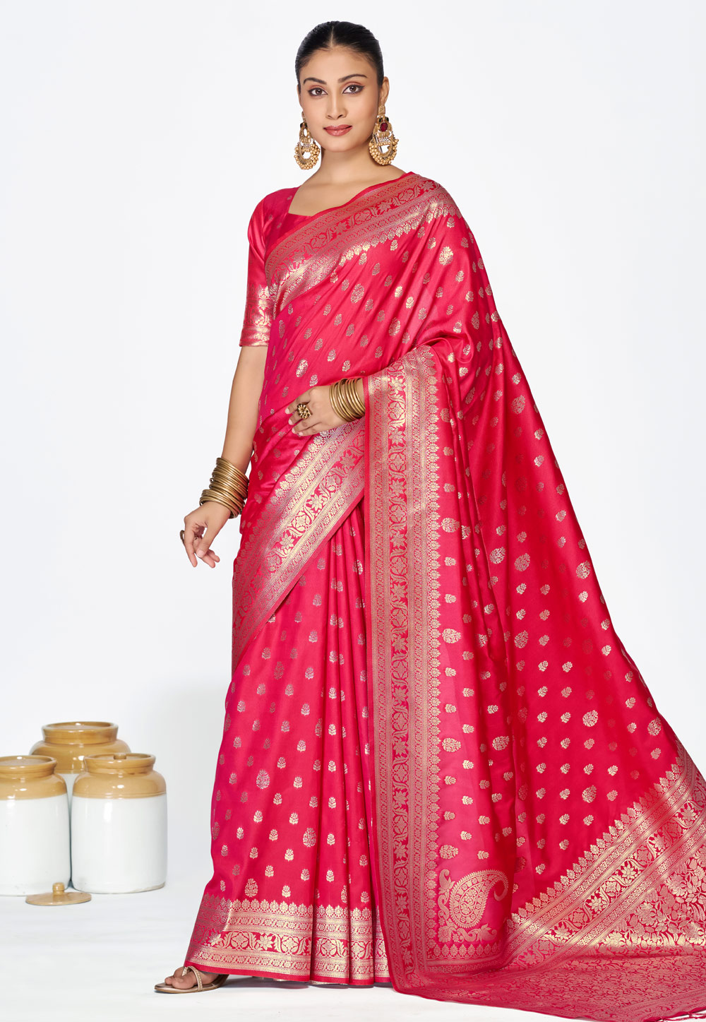Pink Banarasi Silk Saree 320451