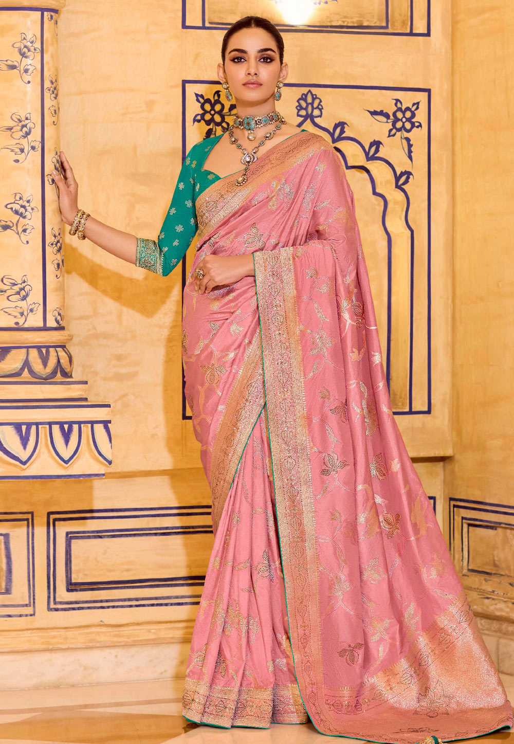 Pink Banarasi Silk Saree 320156