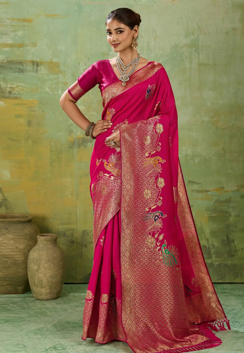 Pink Banarasi Silk Saree 336297