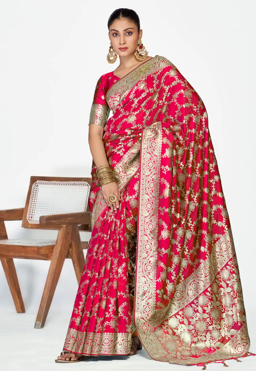 Pink Banarasi Silk Saree 320468