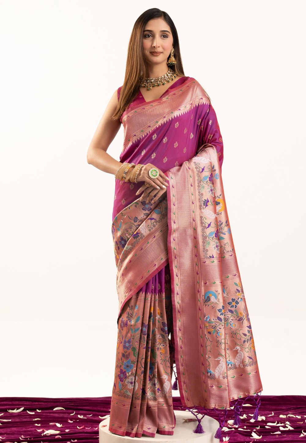 Pink Banarasi Silk Saree 326375