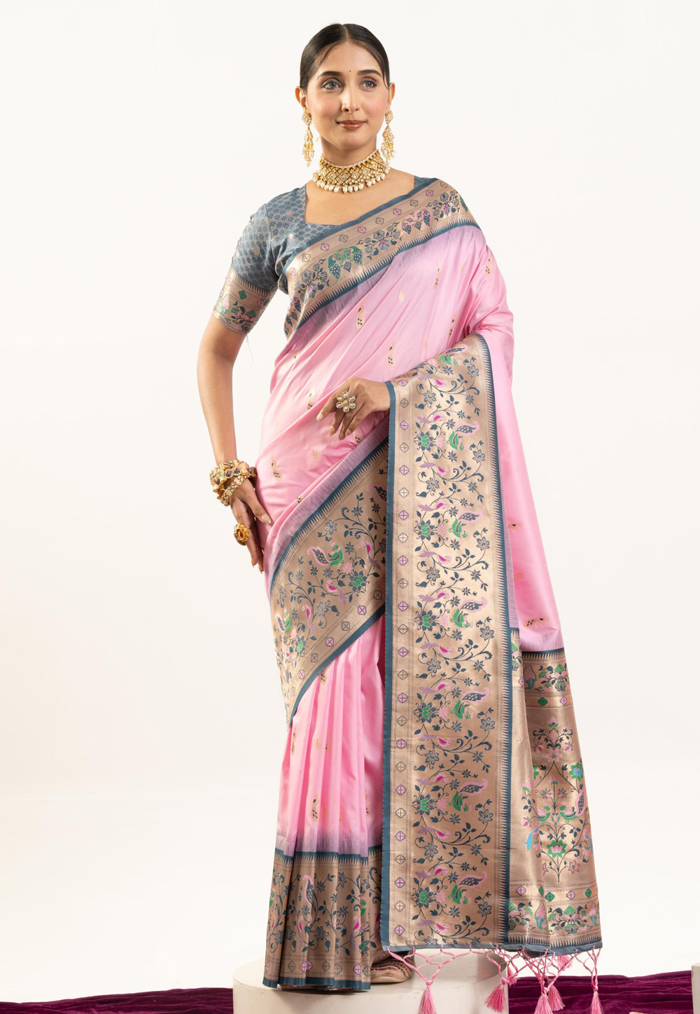 Pink Banarasi Silk Saree 326009