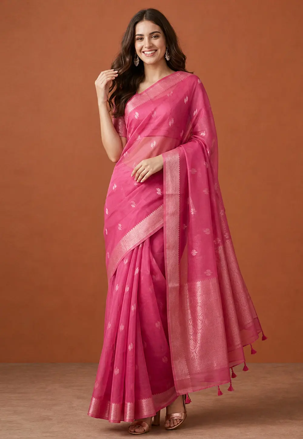 Pink Banarasi Silk Saree 331720