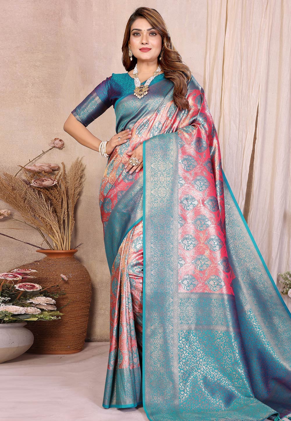 Pink Banarasi Silk Saree 320622